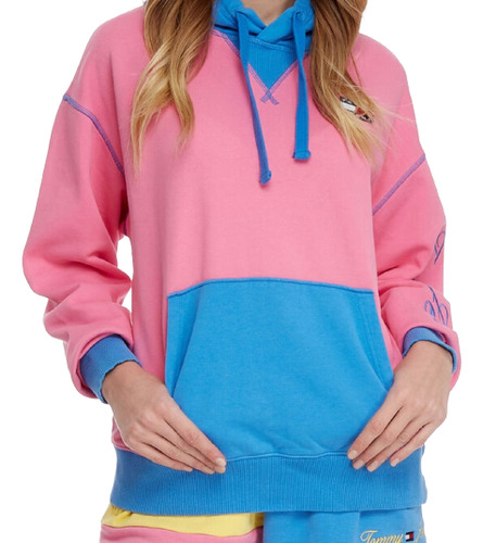 Hoodie De Mujer Tommy Hilfiger 4214 Colorblock 11p