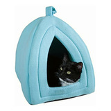 Petmaker Cozy Kitty Tent Igloo Plush Cat Bed, Blue