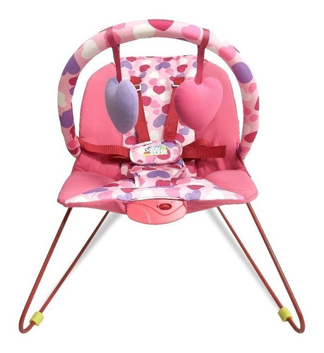 Cadeira De Balanço Para Bebê Baby Style Repouseira Lite Corações Rosa