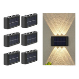 Paquete De 6 Luces Led Foco Muro, Aplique Solar Exterior Par