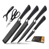 Juego Set De Cuchillos Cocina Profesional Acero Carbono 7 Pz