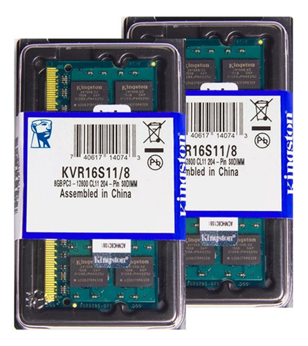 Memória  Kingston Ddr3 8gb 1600 Mhz Notebook 1.5v Kit C/10