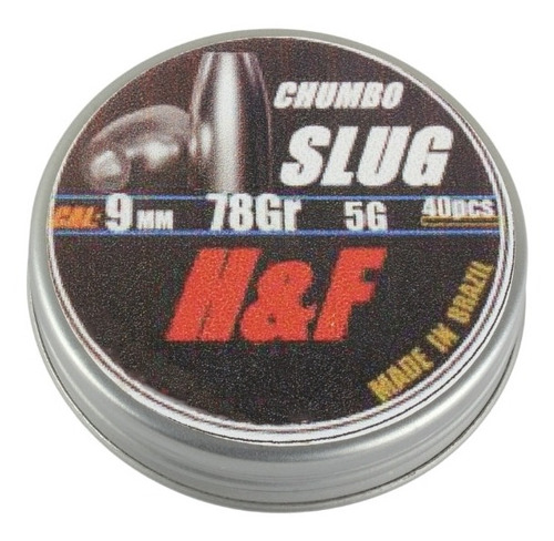 Chumbinho Slug 9mm 78 Grains 40 Peças - H&f