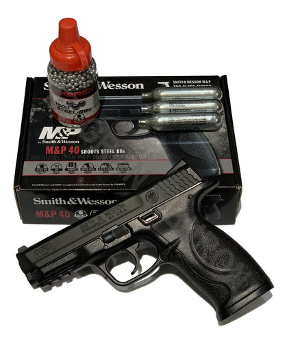 Pistola Smith Wesson Co2 + 1500 Balines + 3 Tubos De Gas