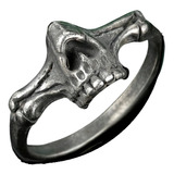 Anillo De Acero Craneo Mandibula Rustico Color Plata Hombre