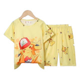 Pijama Pikachu Thin De Dibujos Animados Para Niños, Dulce Y