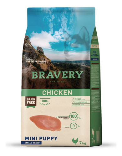 Alimento Bravery Perro Cachorro Raza Pequeña 7kg Pollo