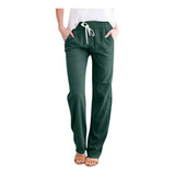 Pantalones Q Para Mujer, Casual, Ancho, Cintura Elástica, Ho