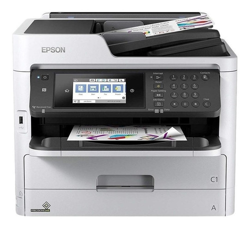 Impressora A Cor Multifuncional Epson Workforce Pro Wf-c5790 Com Wifi Branca E Preta 100v/240v