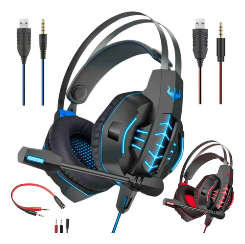 Fone De Ouvido Headset Gamer Pro Fio Com Luz Led P2 P3 Usb