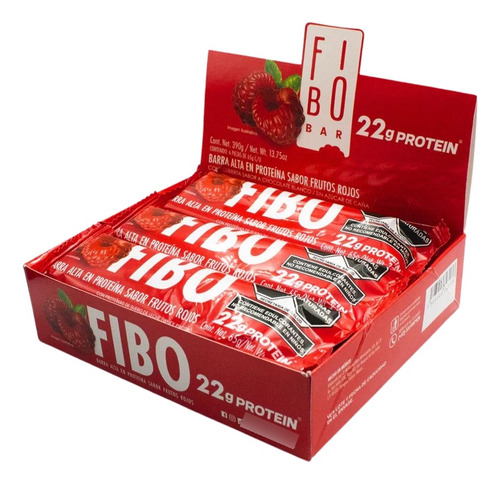 Fibo Bar Barra De Proteína Sabor Frutos Rojos (12 Piezas)