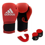 Kit Luva Boxe Hybrid 25 Vermelho adidas +band+ Bucal + Bolsa