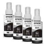 Epson Black T664 L380 L455 L495 L395 Kit 4 Tinta Impressora