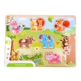 Rompecabezas Encastre Animales Piezas Madera Tooky Toy Ft692