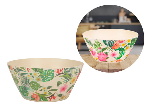 Bowl De Fibra De Bambu 25 Cm Estampado Flora Moderno