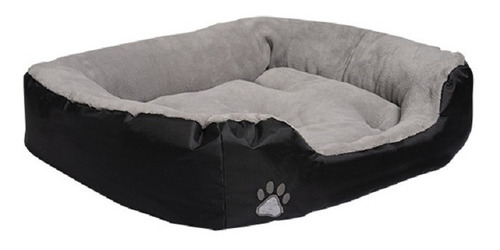 Cama Mediana Rectangular Perro Gato Lux Black 75x55cm Tesso