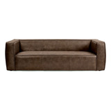 Sofa Rini 4 Puestos Cuero Vegano Color Cocoa