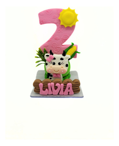 Vela Personalizada Fazendinha Rosa Em Biscuit 1 À 9
