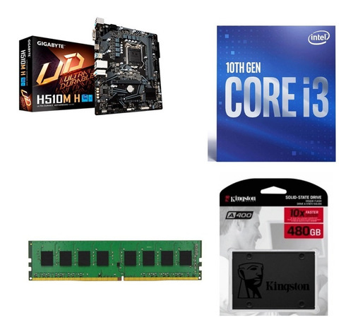 Kit Actualización Core I3 10100 H510 Ram 8gb 480gb Kt