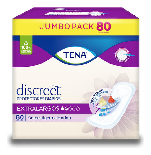 Protectores Tena Discreet Extralargo X 80 Und