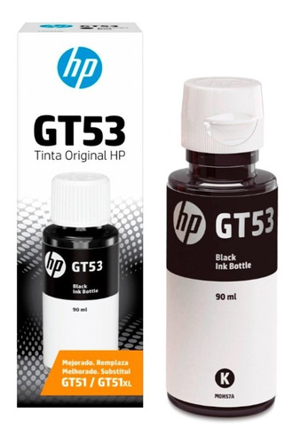 Botella De Tinta Original Hp Gt53 Negra Remplazo De Gt51 