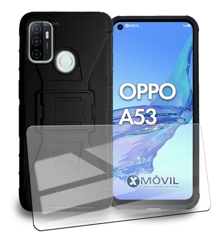 Funda P/ Oppo A53, Uso Rudo Clip + Mica