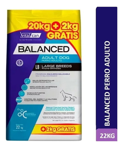 Vitalcan Balanced Perro Adulto Grande X 20 + 2 Kg