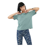 Polera Mujer Deportiva Oversize Menta Corona