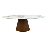 Mesa De Jantar Cone Oval 160x90cm  Laminada Nogueira