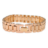 Elegante Pulsera Tejida Tipo Reloj 12mm Chapa De Oro 18k