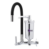 Torneira Cozinha Gourmet Com Filtro Agua Pro Saúde Blindado Preta Abs 1/4 De Volta Arejador Parede Flexível Duplo Comando Base Pressão Faucet Dazie Metais