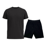 Kit Bermuda De Moletom + Camiseta  Unissex Lançamento Top