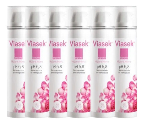 Combo X6 Viasek Espuma De Higiene Íntima Ph 6.8 75 Ml