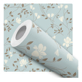 Papel De Parede Adesivo Floral Quarto Azul 10m