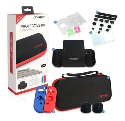 Kit Protector Nintendo Switch Bolso Lámina Grip Case Joy Con