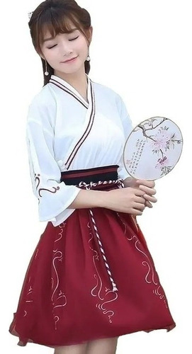 Vestido Kimono Japonés De Blusa Y Falda