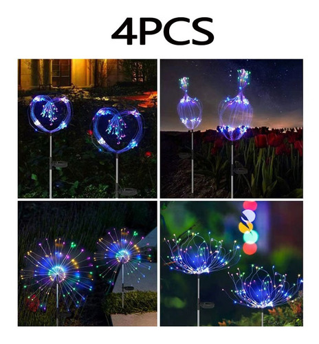 4pcs Bola De Diente De León Luz Solar De Fuegos Artificiales