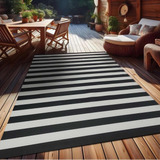 Alfombra Vinilica Rayada Blanco Negro 90x140 Kreatex