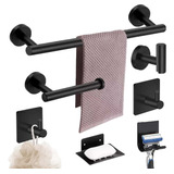 Juego De Accesorios De Baño Set De Toallero Negro Mate 7 Pcs