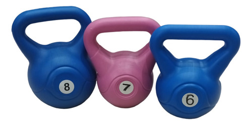 Kit Combo Pesas Rusas Kettlebel Pvc Combo 6-7-8kg Fitness