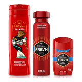 Kit Shampoo + Body Spray + Barra Desodorante Old Spice Fresh
