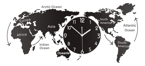 Reloj Pared 3d Luminoso Mapa Continentes Acrílico Habitación