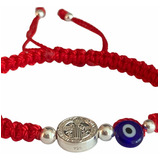 Pulsera Roja Protección San Benito Plata .925 Ojo Turco