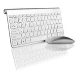 Kit Teclado E Mouse Prateado Bluetooth Wireless Usb Para/pc 