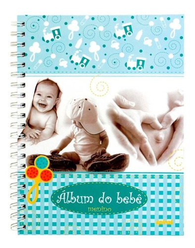 Álbum De Fotografias Para Bebê Menino A4 Wire-o 48 Folhas