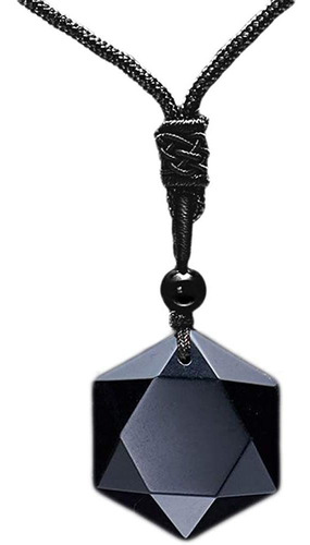 Menglina Collar De Piedra Natural Hexagonal De Obsidiana Neg