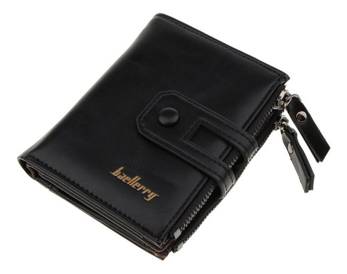 Cartera Hombre Piel Billetera Tarjetero Cierre Doble Unisex