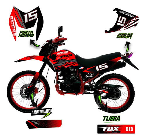 Kit Calcas Moto 200cc Riders Rojo Racing Btr | Meses sin interés