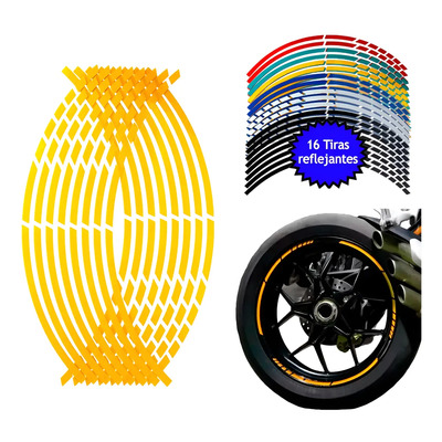 Sticker Calcomania Tira Cortes Reflejante Cinta Pegatina Auto Moto Bici Rin 15-18 Amarillo | MercadoLibre