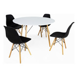 Mesa Branca Eiffel 100cm + 4 Cadeiras Eames Ambiente Design